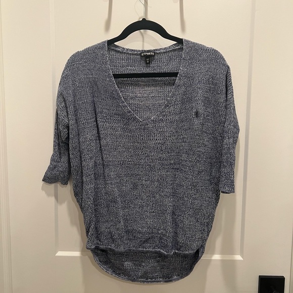 Express blue marl sweater - cropped sleeve - Picture 1 of 4